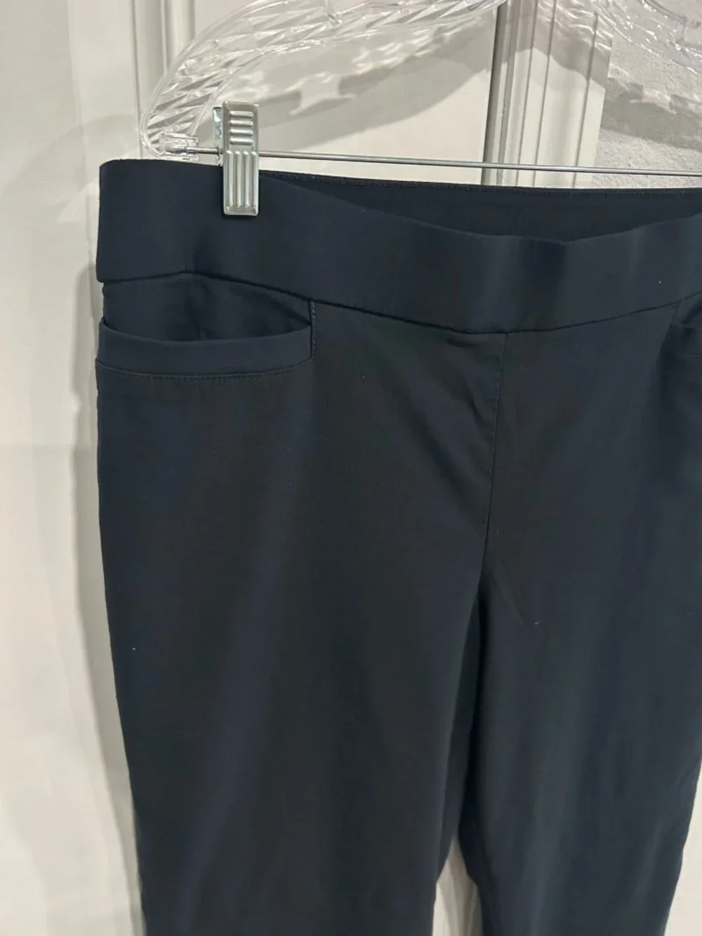 Coral Bay 16S Black Straight Leg Stretch Pants Elastic Waist Minimalist Neutral